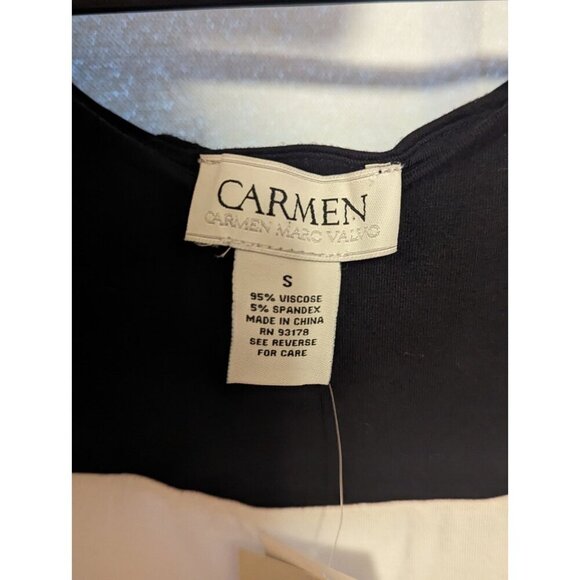 Women's Small NWT Black And White Carmen Marc Valvo Tank With Opening In Back - Picture 5 of 11